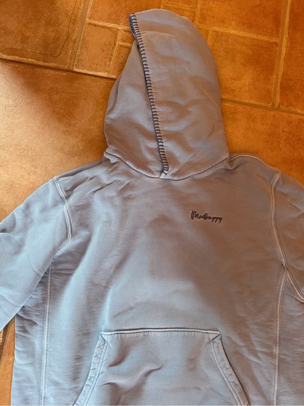 Madhappy Sky Blue Pullover Hoodie with Contrast Stitch